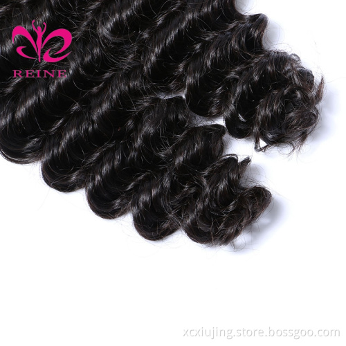 Virgin Indian Cuticle Aligned Hair Deep Wave Curly Closure with Baby Hair 10A Unprocessed Human Hair Bundles Extensions